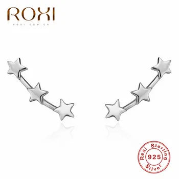 ROXI Argint 925 Trei Stele Stud Cercei Simplu Moda Bijuterii pentru Femei boucle d'oreille Elegant Mici Stele Cercei