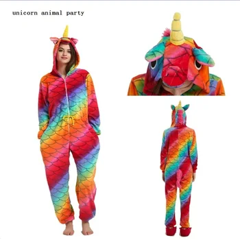 Trusou Kigurumi Flanel cu fermoar culoare Stele solzi de Pește unicorni Unisex pentru Adulti Pijamale Cosplay Costum Animal Pijamale