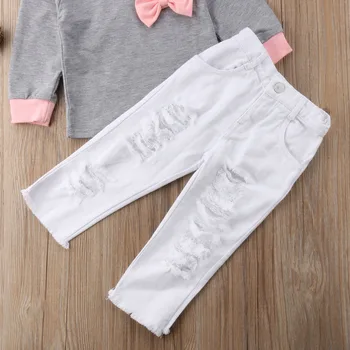 NOI Stoc Copil Copil Copil Fete 1T-6M Bumbac Bowknot Hanorac tricou Top+Pantaloni Haine