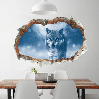Arctic Snow Wolf Autocolante de Perete 3D Vii Decalcomanii de Perete Poster Mural Camera de zi Dormitor Decor Acasă