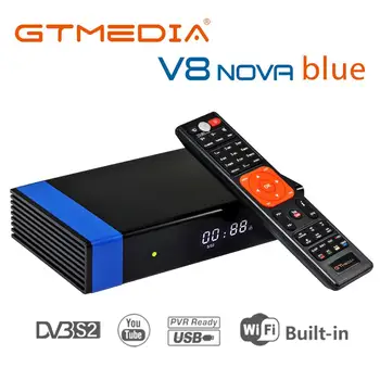 Spania depozit de Decodor prin Satelit GTMEDIA V8 Nova albastru DVB-S/S2 cu WiFi, Ethernet SCART HEVC H. 265 1080P Full HD