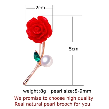 ZHBORUINI 2019 Perla Brosa Vermilion Red Floare Pearl Breastpin Naturale de apă Dulce Pearl Bijuterii Pentru Femei de Înaltă Guality Pin