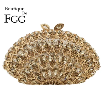 Boutique De FGG Gol Afară de Femei de Cristal de Aur Seara Ambreiaj Sac Nunta Cină Formală Poșete și Genți de mână de Mireasă Diamant Sac