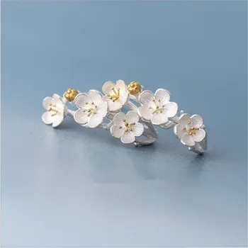 LULU-PORC 925 de Argint Ureche Stud coreea Ediție la Modă Strălucitoare Cherry Blossom Mic Pur și Proaspăt Floare Cercel E0220