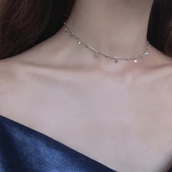Bacolod S925 Argint Geometrice Coliere pentru Femei 2020 Moda Nunta Logodna Bijuterii Frumusete Petrecere Cravată Colier
