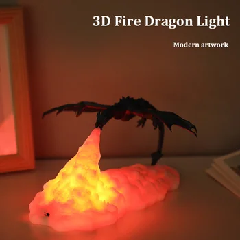 În 2020, cele mai Noi Dropship Imprimate 3D LED Dragon Lămpi Ca Lumina de Noapte Pentru Acasă Vânzare Fierbinte Decât Luna Lampă Lampă de Noapte cele mai Bune Cadouri Pentru Copii