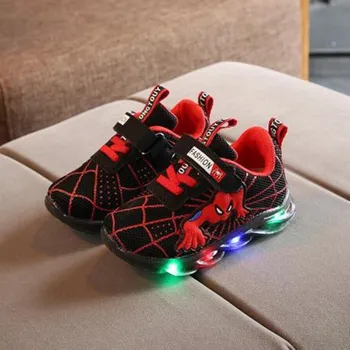 Noul LED Luminos Spiderman Copii Pantofi pentru Băieți și Fete de Lumină Copii Luminos Adidasi Copii Plasă de Sport Fată Băiat Pantofi de Lumină