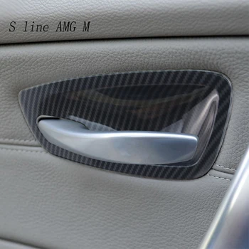 Fibra de Carbon Usi de Interior Castron mânerul Ușii și Decalcomanii Autocolante Decor Acoperă Styling Auto Pentru BMW Seria 1 E81 Accesorii