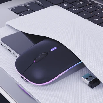 Cu LEDRGB Bluetooth Mouse de Calculator Mouse-ul fără Fir Tăcut Reîncărcabilă Ergonomic Mause Iluminata USB mouse-urile Optice Pentru PC, Laptop