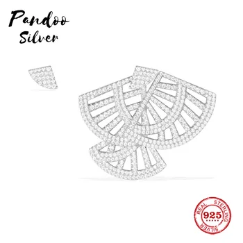 Pandoo Farmec de Modă Sterling Silver Original Copie 1:1,Asimetrice Flamenco Fan modelul inspirat de Cercei Bijuterii Cadouri Pentru Femei