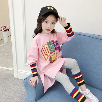 Gooporson Toamna Haine pentru Copii Scrisoare Lungă Imprimate Tricou&dungi Jambiere de Moda coreeană fetițe Haine Set Haine