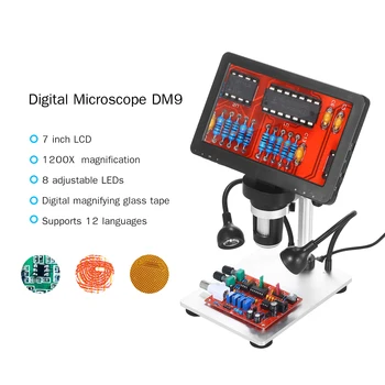 1200X digital microscop electronic microscop video de 7 inch 1080FHD LCD lipit microscop telefon reparații Lupa suport metalic