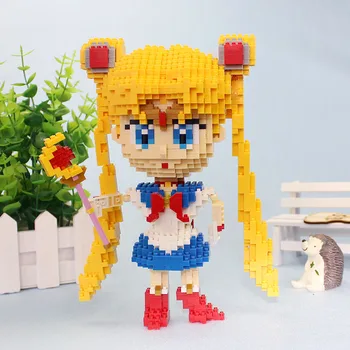 HC 9037 Anime Sailor Moon Tsukino Usagi Fata Fighter 3D Model DIY Mini Diamond Blocuri Caramizi de constructie de Jucarie pentru Copii fără Cutie