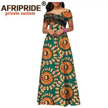 2020 africane rochii maxi pentru femei ankara tesatura+ciucure petrecere de mireasa etaj lungime femei casual rochie de bumbac AFRIPRIDE A1925018