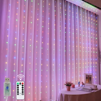 3M LED-uri Cortina Ghirlanda pe Fereastră USB Șir de Lumini Zână Feston Control de la Distanță Anul Nou, Decoratiuni de Craciun pentru Casa Camera