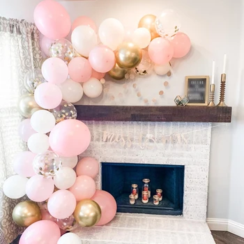 100buc Macaroon Baloane Arcada kit Ghirlanda de aur Confetti Baloane roz alb ballon Ghirlanda Decor de Nunta Petrecere Set