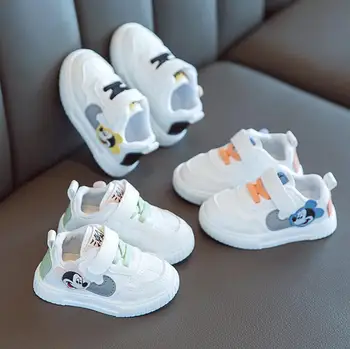 Disney noi de toamna pentru copii pantofi de copil baieti primavara fete pantofi casual de desene animate Mickey mouse pentru copii pantofi albi