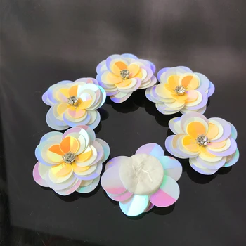 4.2 cm paiete colorate flori, strasuri patch-uri aplicatiile coase pe ștrasuri din mărgele aplicatiile haine pulover saci de patch-uri DIY 5pcs/lot