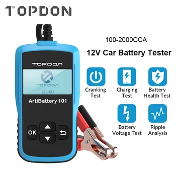 TOPDON AB101 Auto Tester Baterie 12V Tensiune a Bateriei de Testare Auto Încărcător Analizor 2000CCA Masina Pornire Încărcare Circuit Tester