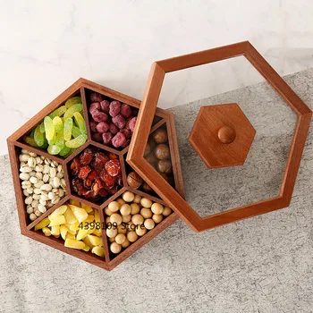Din lemn cu capac fructe uscate placa gustare platou de uz casnic cutie de bomboane nou Chinezesc living modern cutie de depozitare fructe uscate placa