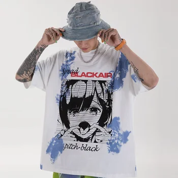 Aolamegs Barbati Tee Shirt benzi Desenate Japoneze Graffiti Print Supradimensionat Tricou Barbati High Street Anime Manga Otaku Rece Topuri Streetwear