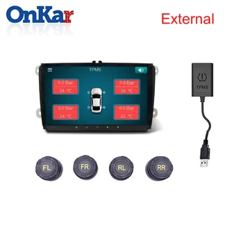ONKAR Android USB Monitorizare a Presiunii în Anvelope Sistemul plug and play Car DVD GPS de Navigare cu 4 Senzori Interni USB TPMS
