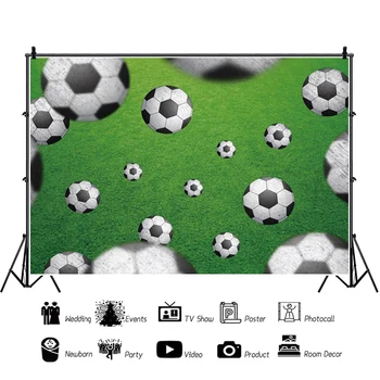 Laeacco de fotbal de Fotbal Pășuni Băiat Ziua de nastere Fundaluri Foto pentru Studio Foto Personalizate Fundaluri de Fotografie Decorare