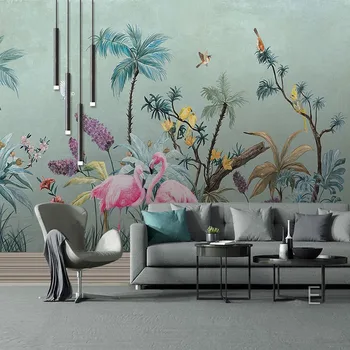Personalizate 3D Tapet Pictate manual Plante Tropicale Frunze de Pasăre Tropicală picturi Murale TV Camera de zi Canapea Studiu de Fundal Papel De Parede