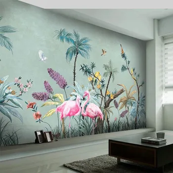 Personalizate 3D Tapet Pictate manual Plante Tropicale Frunze de Pasăre Tropicală picturi Murale TV Camera de zi Canapea Studiu de Fundal Papel De Parede