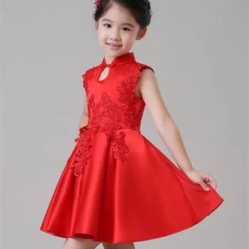 2021 Copii Petrecere Purta Rochie Formală Chineză Eleghant Printesa Roșu Nunta de Flori Fata Vestido de Moda Haine de Copii SKF164001