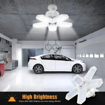 LED Garaj Lumina 360 Grade Deformabile Lumina Plafon Pentru Acasă Depozit Atelier de Pliere-Cinci Frunze de Deformare Lampa AC85-265V