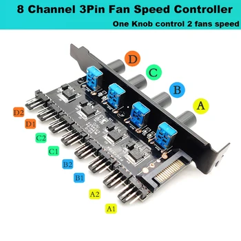 Calculator PC 6 Canal 8 4 pin PWM 3 pin Fan Speed Controller PCI Acoperi, 12V Temperatura de Control pentru CPU Fan Caz Radiator
