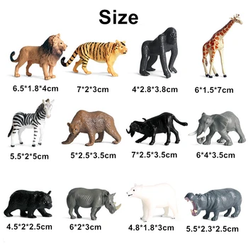 Noi 12buc Mini Animale Sălbatice Jucarii Model Tigru, Leu, Girafa, Hipopotam, Zebra, Ursul Polar Elefant Creative de Decorare Jucării