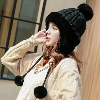 Căciuli Tricotate Pălărie Femeile Moale Iarnă Ține De Cald De Sex Feminin, Plus Catifea Moda Pompom Capac Tricotate Cald Casual În Aer Liber Chelioși Pălărie