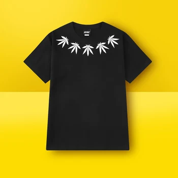 Batic negru Tricou Barbati Print Amuzant Flori Caju Round Neck T-shirt de sex Masculin Short Sleeve Paisley Hip Hop Tricou