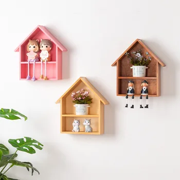 Uri Simple din lemn masiv dublu-strat casa raft de perete creative home living dormitor de decorare perete raft