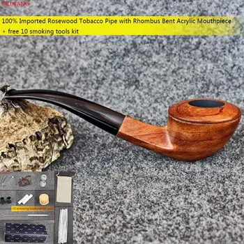 MUXIANG 10 Instrumente Kit Manual kevazingo lemn Fumat Pipa cu Romb Îndoit Acrilic Mustiuc 3mm Filtru Incepator Țeavă ad0031