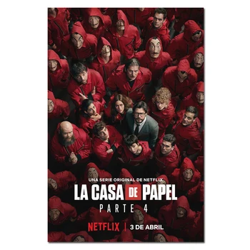 Bani Jaf Poster La casa de papel de Mătase Printuri 2020 spaniolă TV-Sezonul 4-Perete Poza Home Decor Casa de Hârtie Panza de Artă