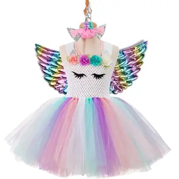 2021 Fete Rochie Paiete Petrecerea De Ziua Unicorn Rochie Pentru Fete Costume Pentru Copii Elegant Rochie De Printesa Pentru Copii De Îmbrăcăminte