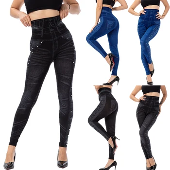 Corpul În Formă De Femei Subțire Imbracaminte Gotic Negru Albastru Trendy Legging Retro, Clasice, Blugi Lungi Femme Pantaloni Talie Mare, Solid Pant D30