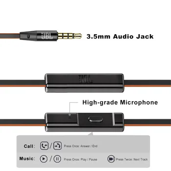 JBL T180A În Ureche Căști Stereo 3.5 mm cu Fir Sport Cască Jocuri Pure Bass Căști Handsfree Cu Microfon Pentru huawei, xiaomi samsun