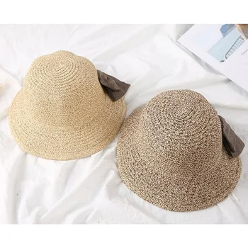 Copii Palarie de Soare Funda Mare Margine Largă Floppy Pălării de Vară Pentru Copii Plaja Panama Paie Pălărie Găleată Soare Vizieră de Protecție Femme Capac