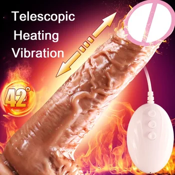 Vibrator Vibrator Imens Penis Mare Automate Telescopice Încălzire G-spot Masaj sex Feminin Masturbari Jucarii Sexuale Pentru Femei Vibrator Gros 18+