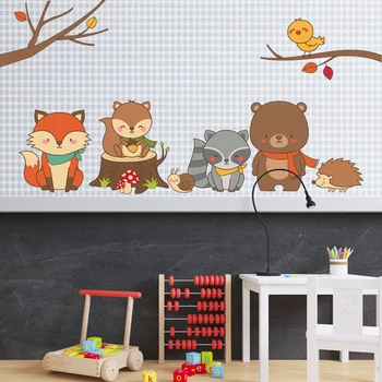 Tofok Animale de Pădure Perete Autocolant Copil Vulpe Urs Desene animate DIY Camera pentru Copii Decor Pepinieră Cămin Îndepărtat Amuzant PVC Murală Decalcomanii