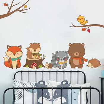 Tofok Animale de Pădure Perete Autocolant Copil Vulpe Urs Desene animate DIY Camera pentru Copii Decor Pepinieră Cămin Îndepărtat Amuzant PVC Murală Decalcomanii