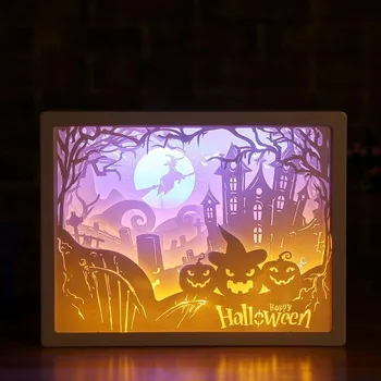 3D Creative Papercut Cutie de Lumină Lampă de Noapte Model de Hârtie Umbra Masă LED de Culoare Birou Rama Tablou Cutie Q3U9