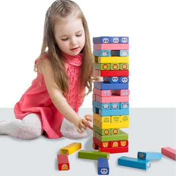 Amuzant Turn din Lemn de esență tare Domino Stivuire Blocuri Jucarie Montessori Joc Educativ pentru Copii pentru Copii Cadouri