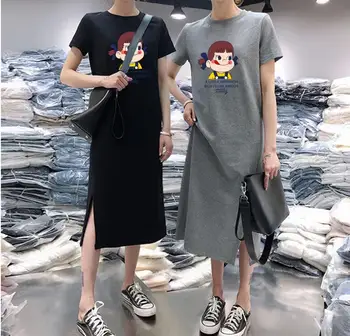 2019 Vara Toamna pentru Femei de Moda a Imprima O-gat maneci Scurte T-Shirt Rochie Casual de Partid pentru Plus Dimensiune Rochie de Plaja de Vacanță
