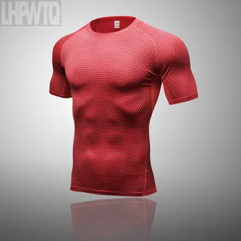 În 2020, Noul tricou de compresie sală de fitness bărbați t-shirt îmbrăcăminte de brand Sport tricou barbat maneca scurta Running t shirt