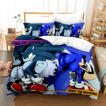 Sonic Set de lenjerie de Pat de Desene animate Anime Sonic Plapuma pentru Copii Băiat Dormitor Pat Set Lenjerie de Pat Twin Plin Regina King 3D Quilt Capac